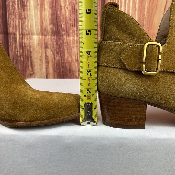 Marc Jacobs ginger tan suede interlock booties women’s size 8.5 brand size 38.5 - Picture 15 of 17